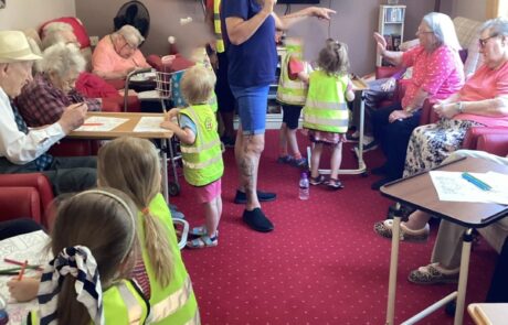 children and residents enjoying our visit