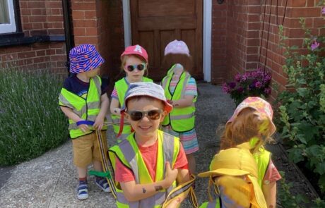 children ready for their visit to a nursing home