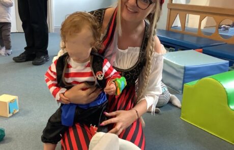 staff and child on pirate day
