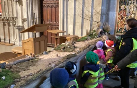 Children and staff visiting the cathedral